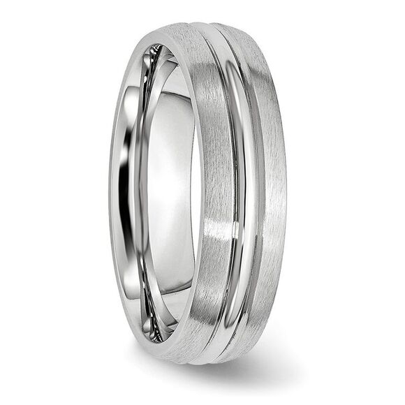 Chisel Cobalt Satin & Polished Grooved 6mm Band - Picture 4 of 9